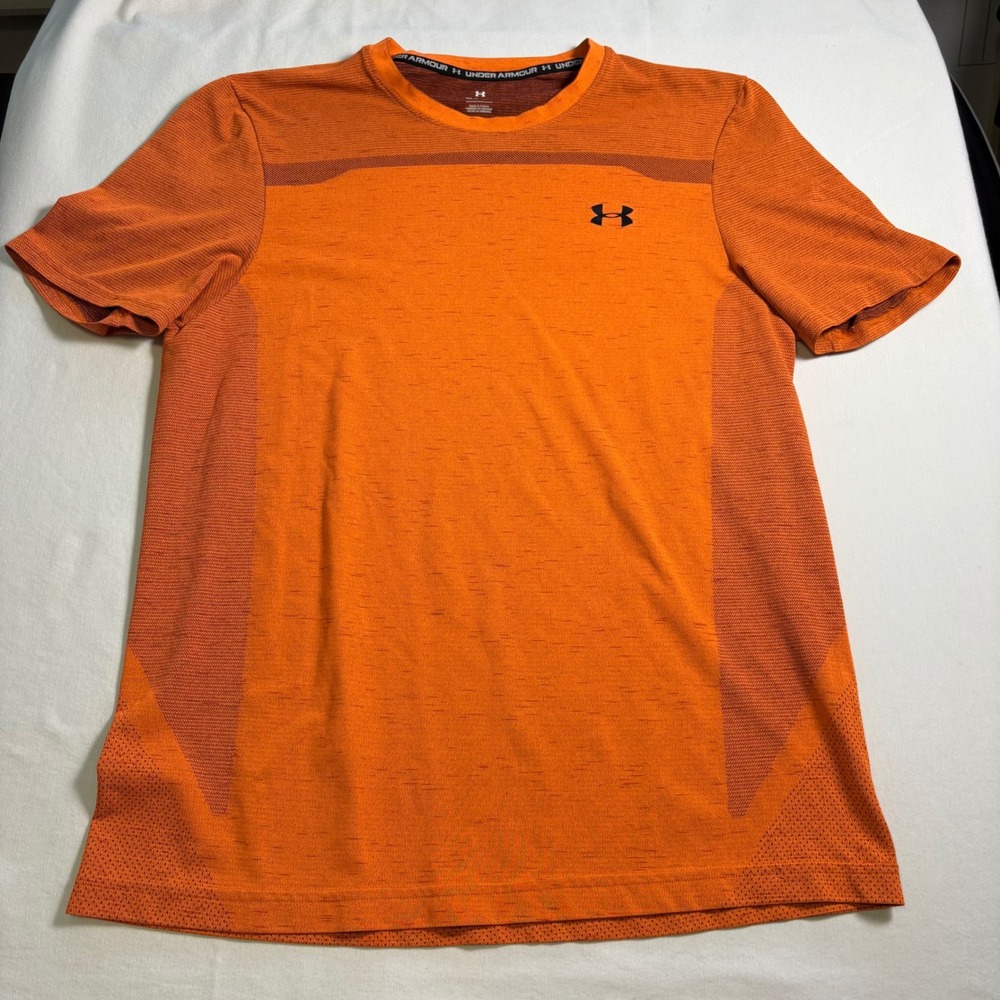 Under Armour, Seamless Training Shirt, XL, Orange, Athletic Gym Tee, MSRP $45